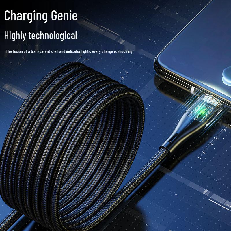 Transparent 120W Dual Type-C Fast Charging Cable for Apple 15, Huawei Honor 6A, PD
