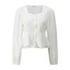 Ribbon Neck Square Double Ruffle Blouse  Gq1sh009f 