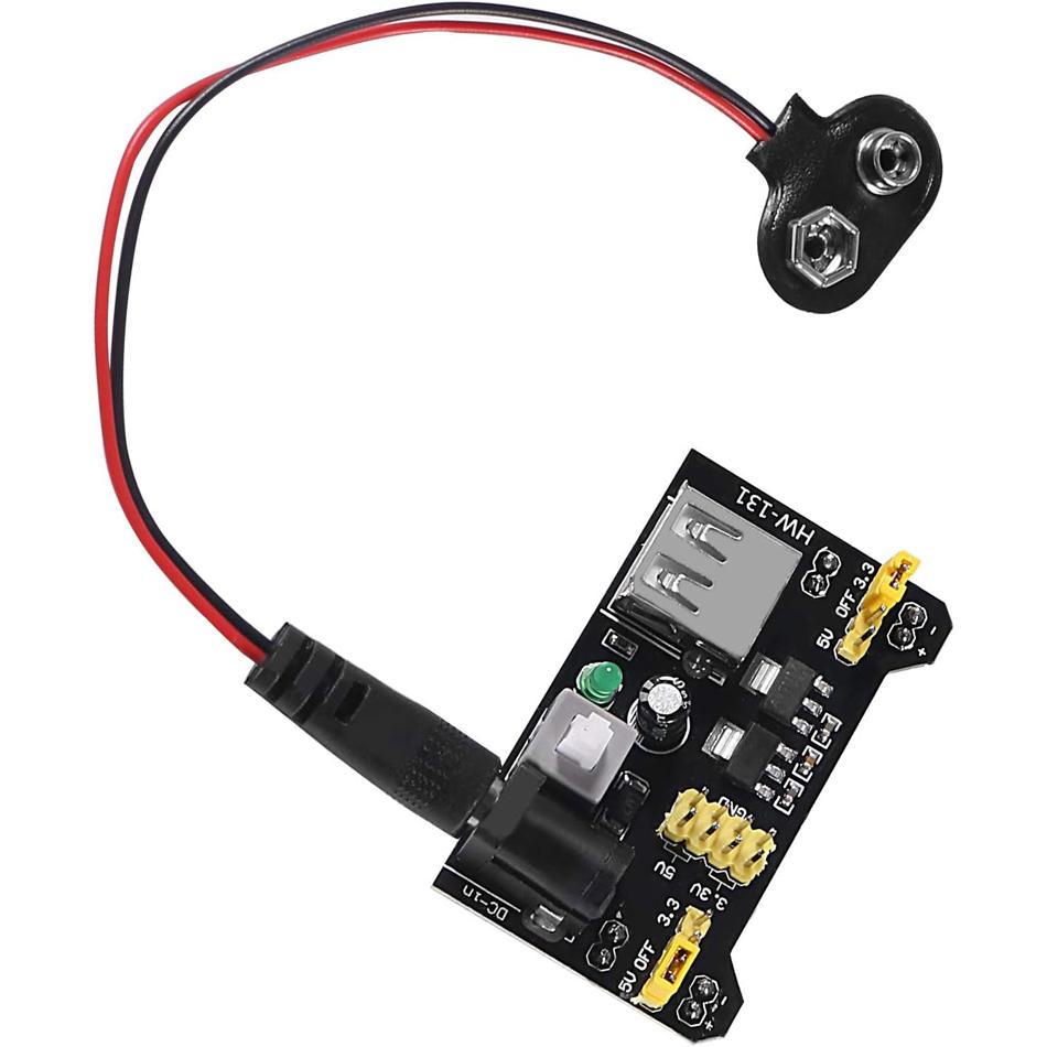 3 Sätze 3,3 V 5 V MB102 Lötfreies Steckbrett Stromversorgungsmodul mit 9V Batterieklemme Stromkabel 2,1 x 5,5 mm Stecker DC-Buchse