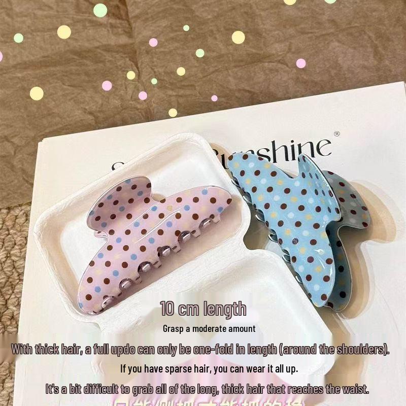 Koreanischer Eleganter Kürbisbogen Polka Dot Haarspange - Groß, Cremige Texturierte Hochsteckfrisur-Accessoire