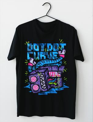 Dot Dot Curve - Robot Morto Maglietta a Maniche Corte Nera Tutte le Taglie Top Tee