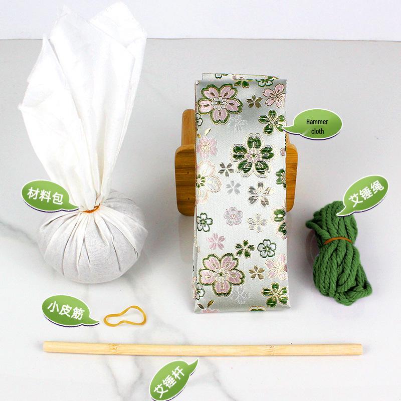 Year of the Horse Mugwort Meridian Massage Hammer - Solid Color Brocade Multifunctional Health Gift