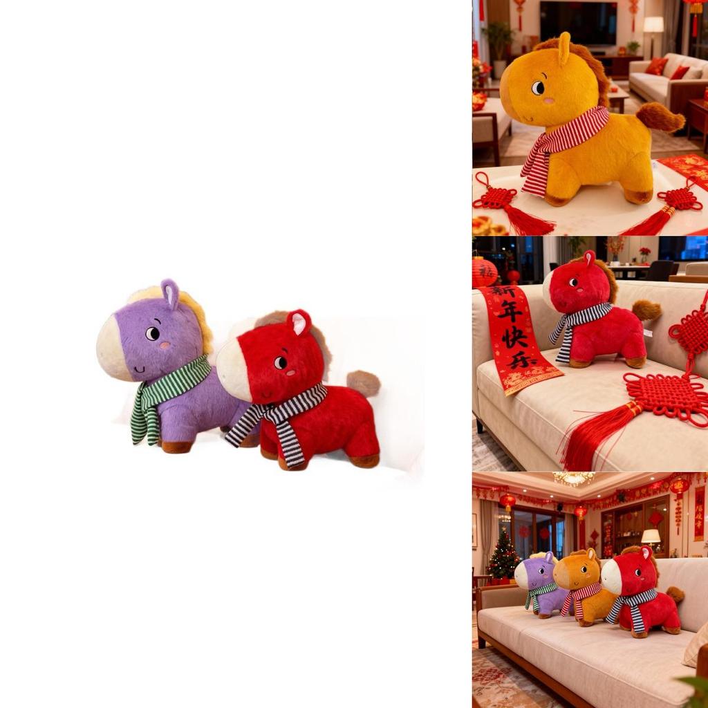 Chinese Zodiac Horse Plush Toy With Pp Cotton Filling For New Year Gift And Home Decor