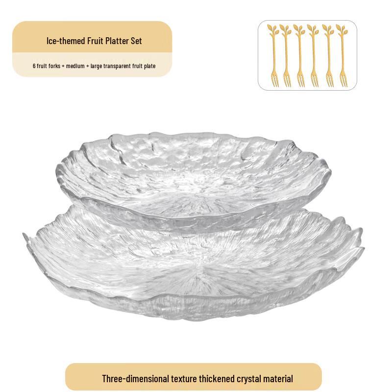 

European Style Glass Fruit & Snack Platter Set with Forks