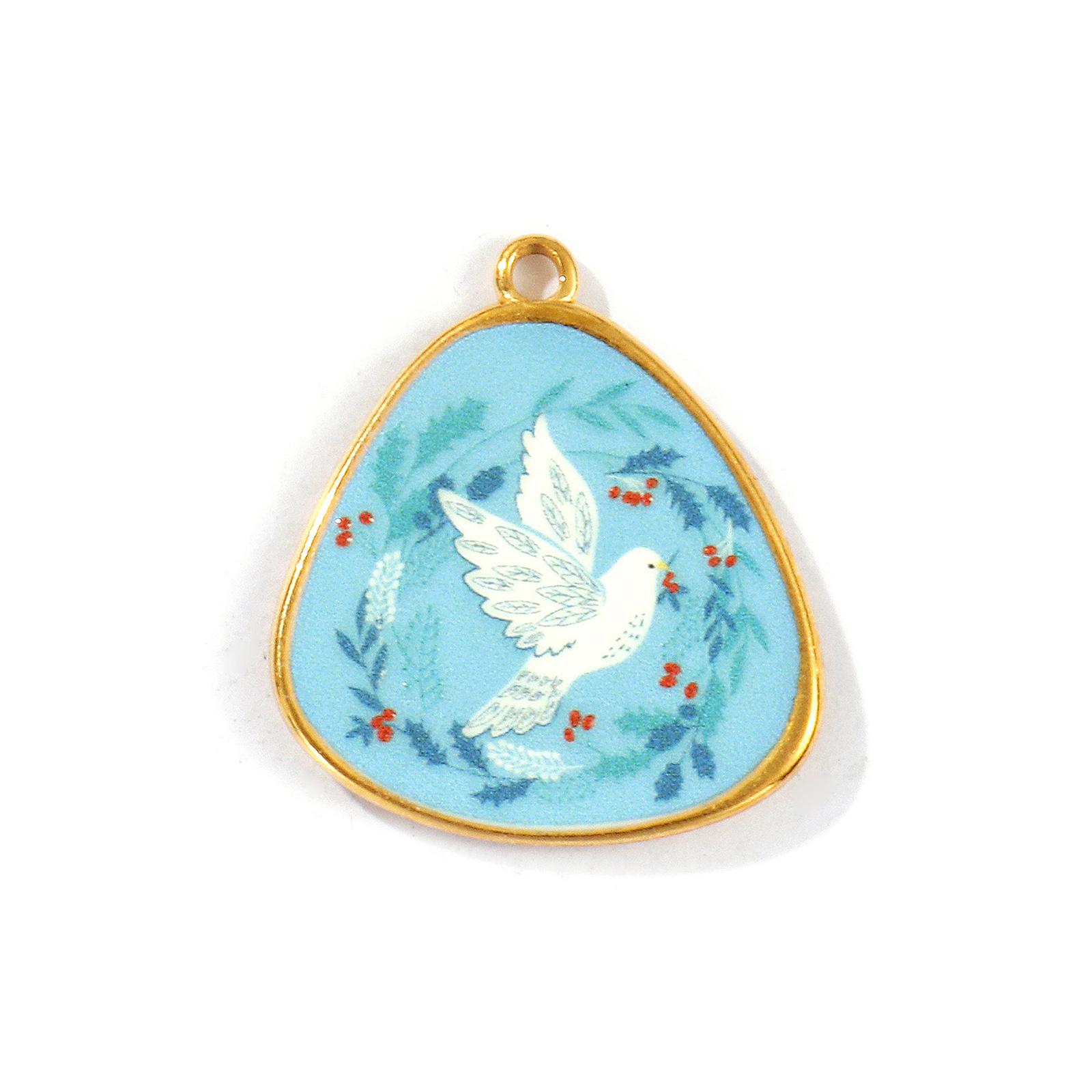 

2 PCs Waterproof 304 Stainless Steel Religious Pendants 18K Gold Plated Triangle Pigeon Charms Necklace DIY Making 3cm x 2.6cm