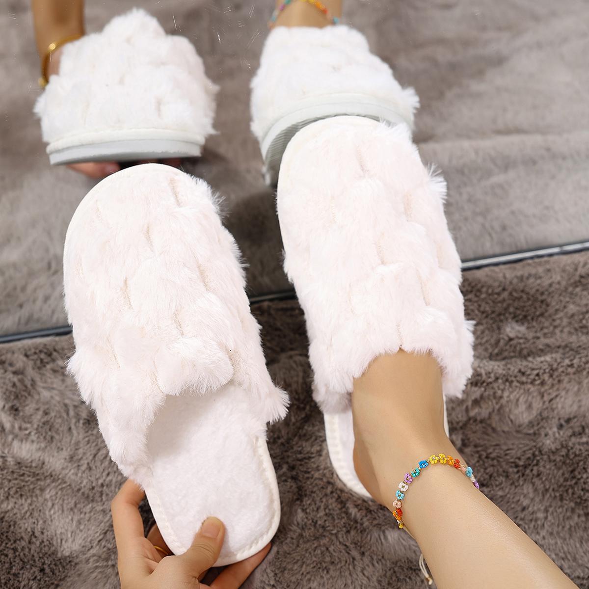 

Женские хлопковые тапочки весна осень зима домашние туфли на плоской подошве для женщин нескользящие домашние теплые плюшевые парные тапочки слайдеры женские 42-43 белый
