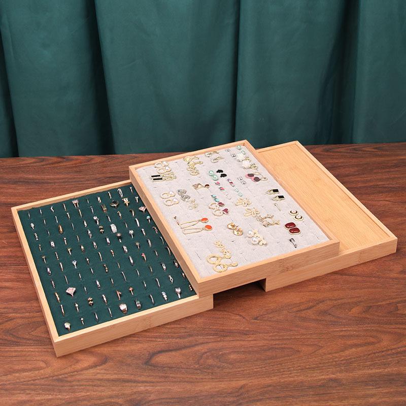 Bamboo, Wood Flannel, 100 Rings, Display Plates, Earrings, Rings, Rings, Storage, Sorting Boxes, Jewelry Trays