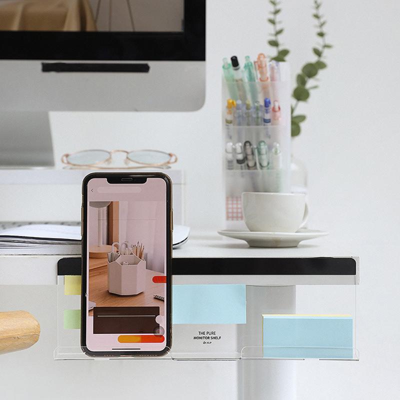 1PC/2PC Transparent Desk Side Organizer With Monitor Stand Creative Sleek Message Board Message Memo Board