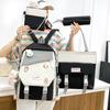 Fashionable Schoolbag Contrast Color Schoolbag Female Primary School Junior High School Student Backpack Campus Five-piece Set Canvas Casual Backpack