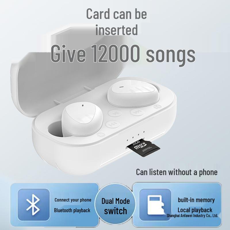 

Wireless Bluetooth In-Ear Headphones: Card-Insertable, MP3 Dual-Use, High-Quality, Long Battery Life, for Students, Sports, and Unisex Use White - Basic Audio, No Card