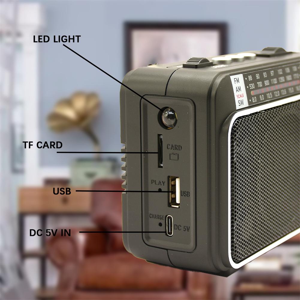 Portable Radio Am Fm Sw Rechargeable Radio With LED Flashlight Built In Speaker Reception Compatible For J19BT