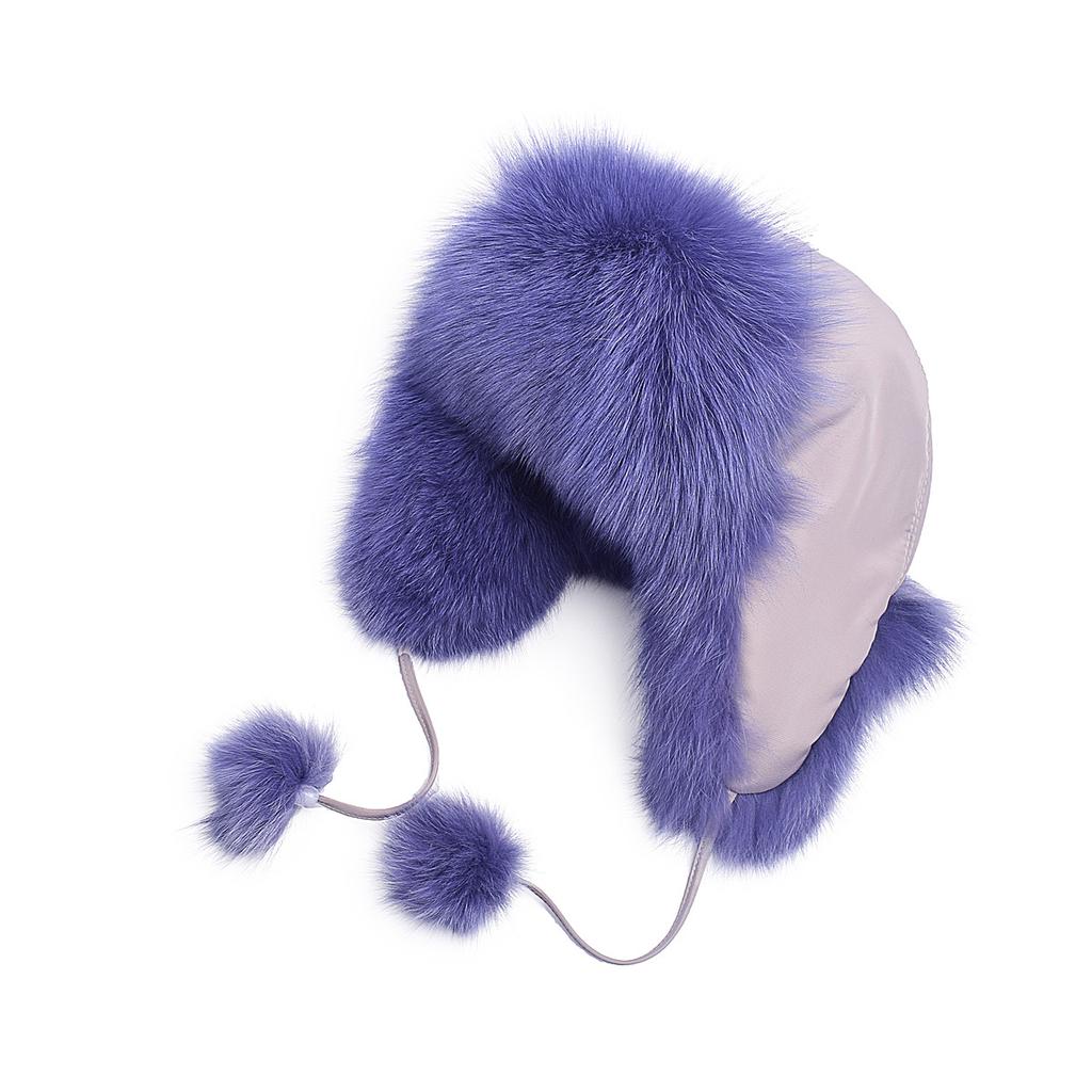 100% Real Fox Fur Hat Women's Russia Pilot Catcher Ski Cap Cap Ear flap winter raccoon fur pilot cap