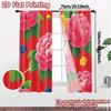 2D FLAT PRINTING 2pcs Curtains (Without Rod) Floral Red Celebration Design Modern Fashionable Curtainments During the April