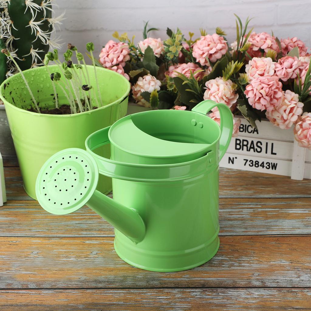 1.5L Metal Watering Can Iron Art Long Spout Water Can for Outdoor Garden Balcony Plants Green