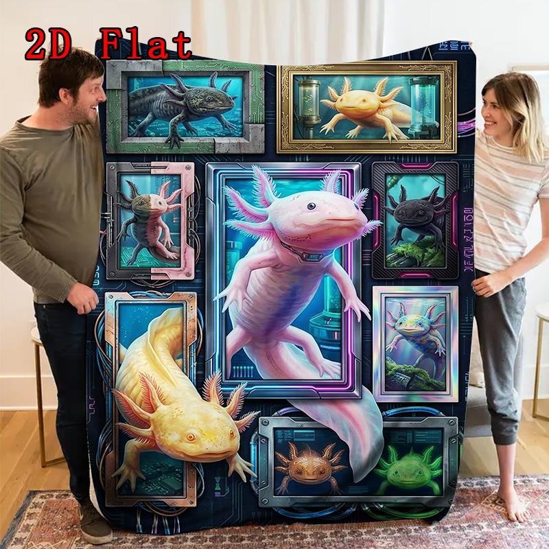 Axolotl Diversity Frames 2D Flat Pattern Flannel Blanket, High Quality All Seasons, Home Decor, Warmth and Comfort, Perfect for Christmas Gifts.
