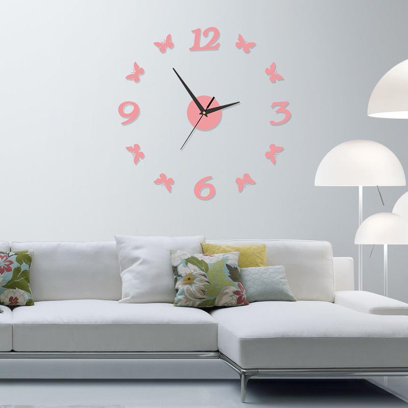 Fashionable and Minimalist Living Room DIY Mirror Wall Clock Creative Butterfly Home Decoration Crafts Clock