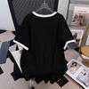 Übergröße Mid-Length Locker geschnittenes Kurzarm-T-Shirt für Damen (Rundhals) 200/300/350 Jin - Modell 665.
