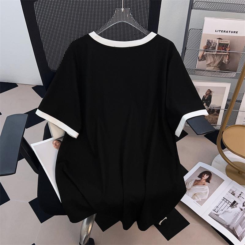 Übergröße Mid-Length Locker geschnittenes Kurzarm-T-Shirt für Damen (Rundhals) 200/300/350 Jin - Modell 665.