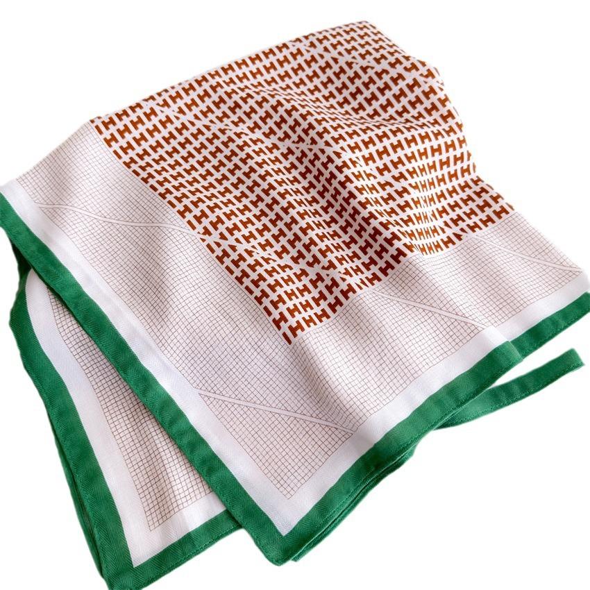 Fashion Versatile Small Square Scarf Thin Silk Scarf Light Luxury Alphabet Herringbone Headscarf Imitation Velvet Shawl Scarf Scarf Women