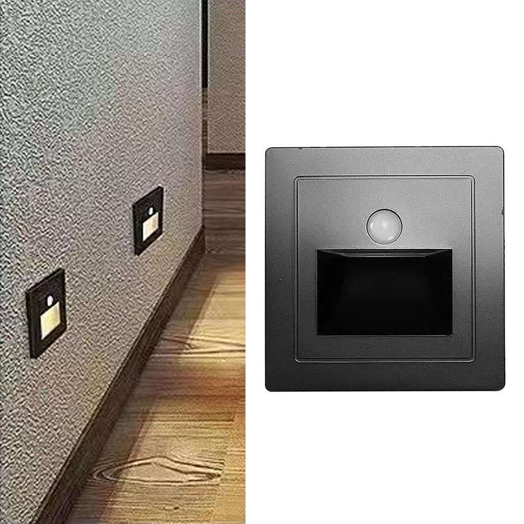 Motion Sensor Stair Light ABS Recessed LED Solar Stair Lights for Decks Steps Fence Patio Yard Pathway Black Sensor