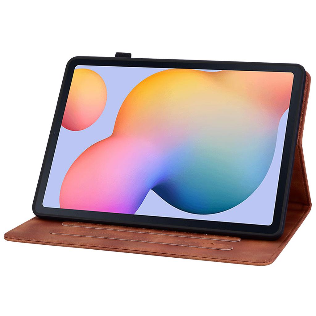 For Samsung Galaxy Tab S6 Lite (2020)/(2022)/(2024) Case Lily Flower Imprint Card Holder Leather Tablet Cover