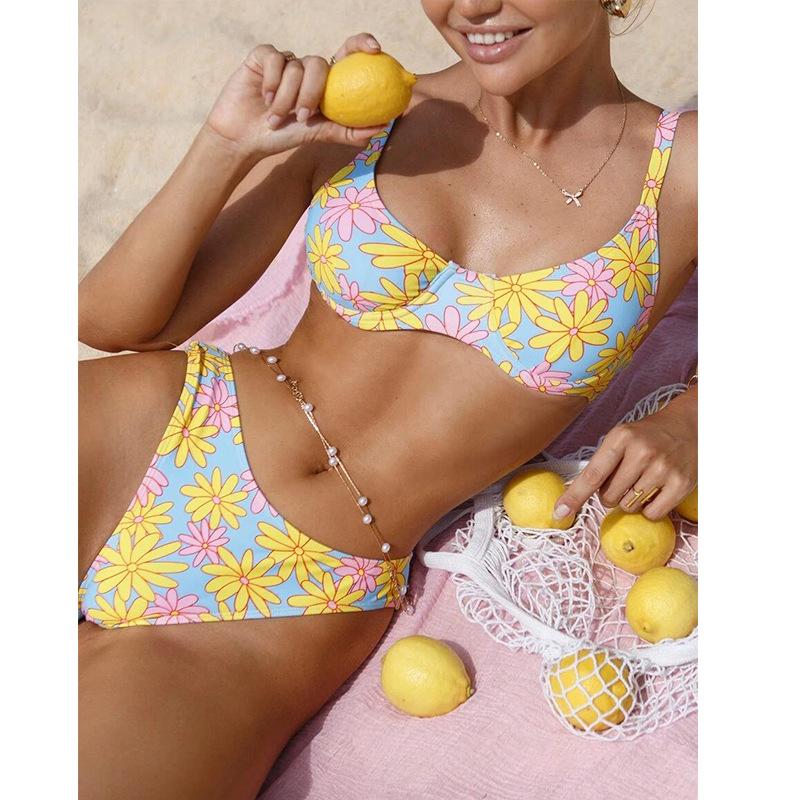 2024 Floral Underwire Bikini Slimming Swimwear - European & American Style