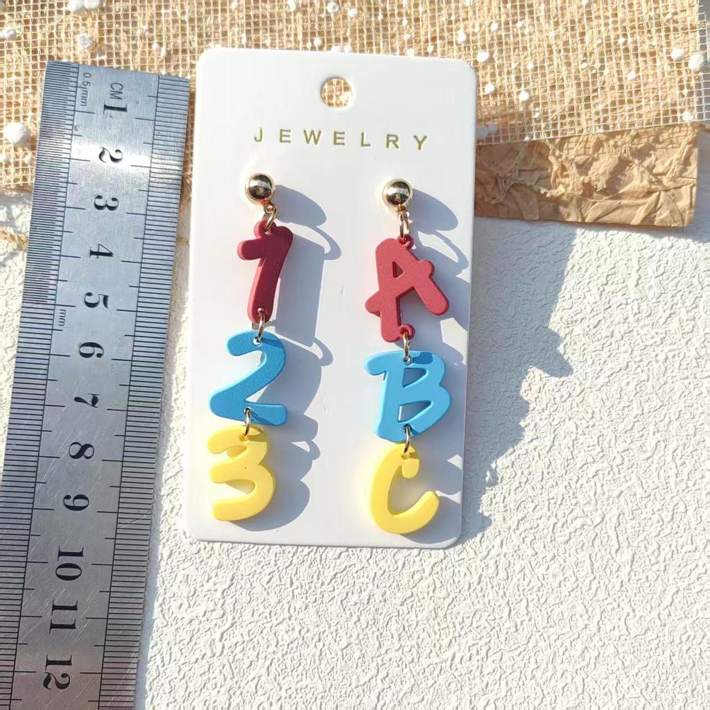 Kolczyki na Dzień Nauczyciela - Serce z Jabłka i Ołówek - Kolorowy Styl Ins