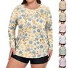 Women's Print Large Size Long Sleeve Swimsuit Sun  Jacket Quick Dry Hiking Top
