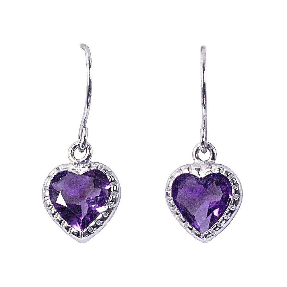 

Сережки-гачки Аметист 18К Біле золото K18 Серце 18К Фіолетові Підвісні [Barzaz] фіолетовий