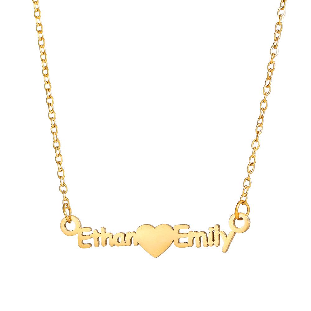 Collana Personalizzata con Lettere in Acciaio Inossidabile Placcato Oro 18K - Catena Clavicolare Fai-da-Te con Nome Personalizzato