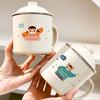 Cartoon Double-layer 304 Stainless Steel Coffee Mug Insulated Anti-Scalding Drinking Cup for Kids with Lid And Handle Drinkware