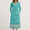 Šaty Pro Ženy Dlouhé Boho Plážové Šaty Elegantní Maxi Šaty Výstřih do V Dlouhý Rukáv Šaty s Kapsami