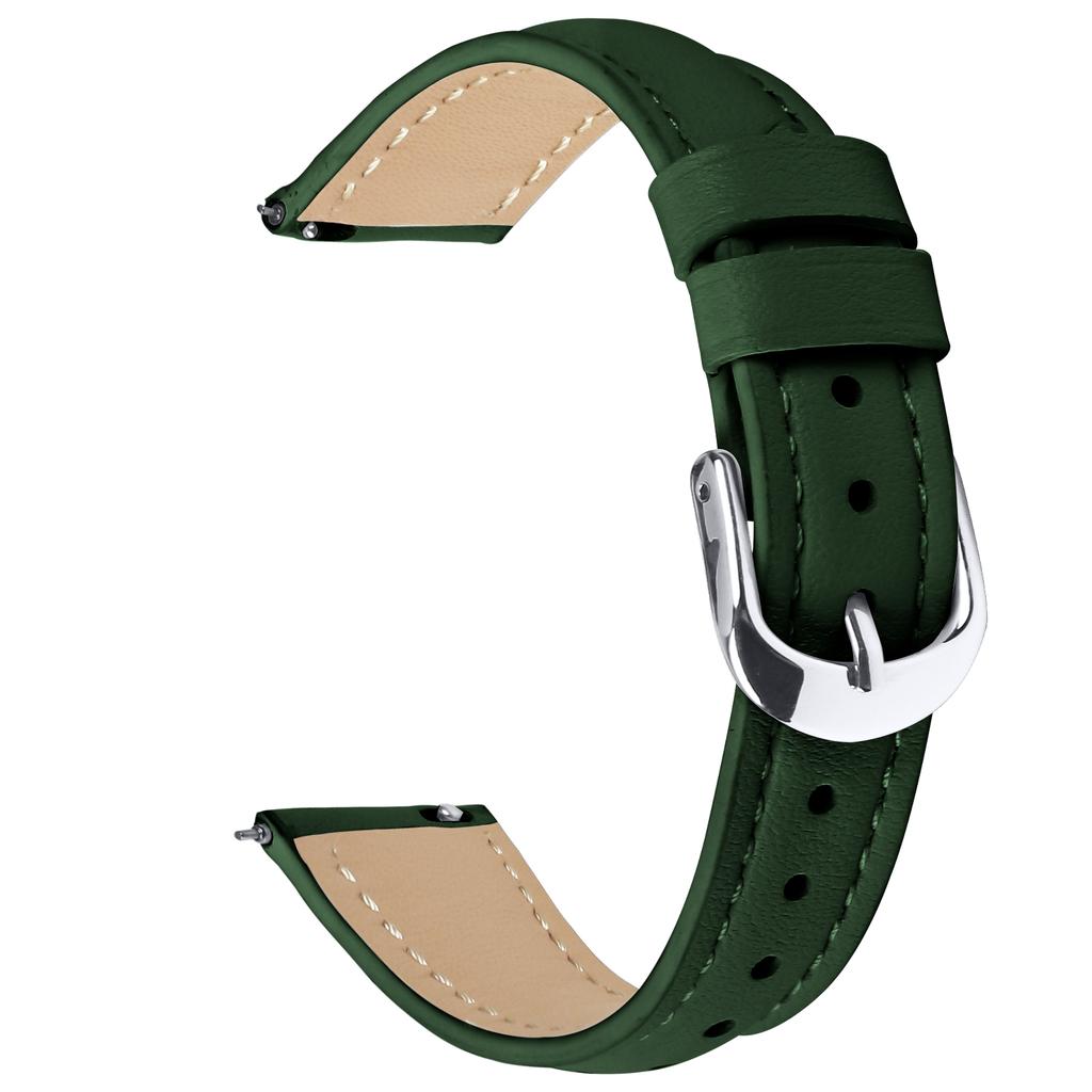 For Huawei Watch GT 5 41mm Watch Band 18mm Slim Genuine Cow Leather Strap with Silver Buckle