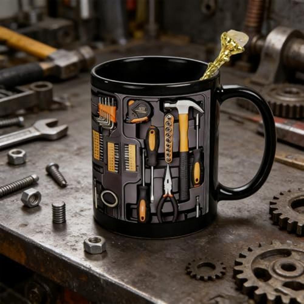 

ABWR-Mechanictoolbox Mug, 11Oz Funny Toolbox Coffee Mug For Mechanics - Gift For Husband & Dad, Dishwasher Safe чёрный