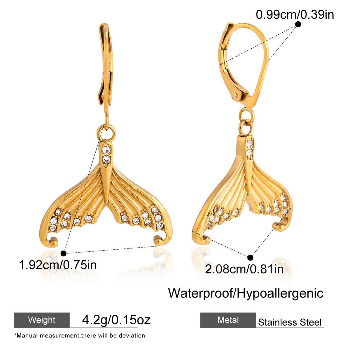 

Fantasy Sparkly Rhinestones Mermaid Tail Pendant Necklaces for Women Non Tarnish 18K Gold PVD Plated Titanium Steel Choker