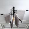 2-4 Swivel Towel Bars Wall Mounted Aluminum Black Bathroom Towel Rail Rack With Hooks Bathroom Towel Holder Fodable Towel Hanger