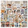 50 Sheets of Architectural Series Graffiti Stickers for Mobile Phones and Computers, Waterproof Decorative Stickers, Creative DIY Stationery Stickers