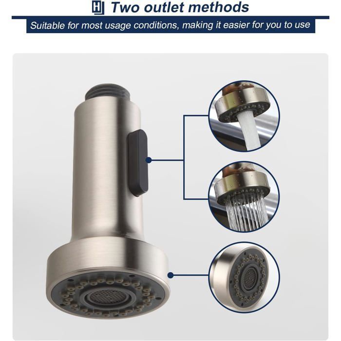 Douchette mitigeur - AIMOONSA - Press Down Pro - Bouton Clic - 2 fonctions (jet/mousseur) - Raccord 1/2