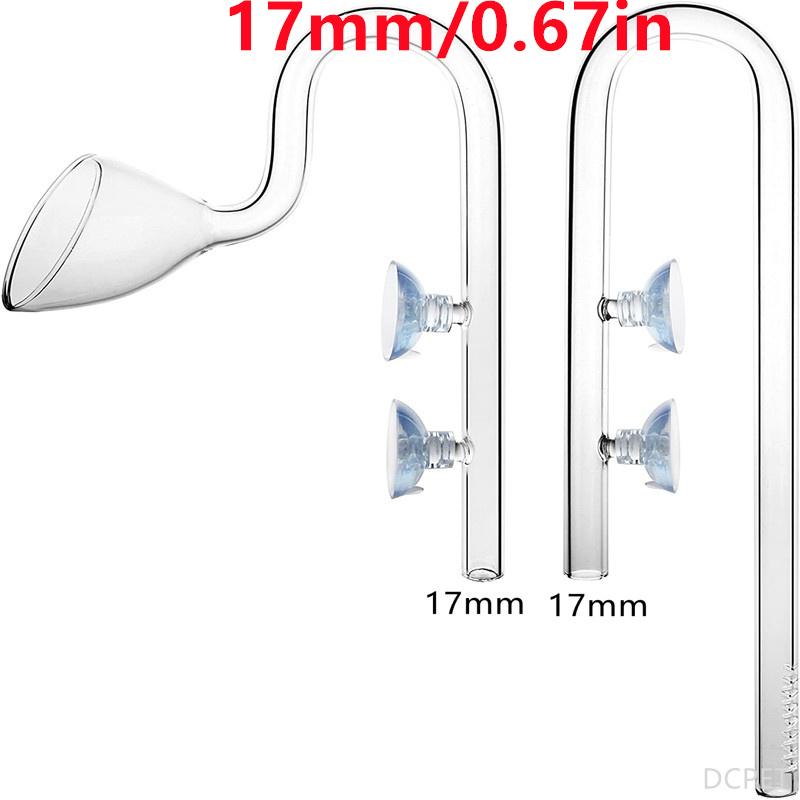 Clear Glass Lily Pipe Outflow and Skimmer Inflow With Suction Cup 13mm 17mm For Aquarium Planted Fish Tank Aquatic Filter System