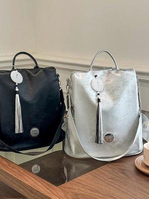 Chic Women's Tassel Backpack - Versatile, Fashionable & Compact for Travel