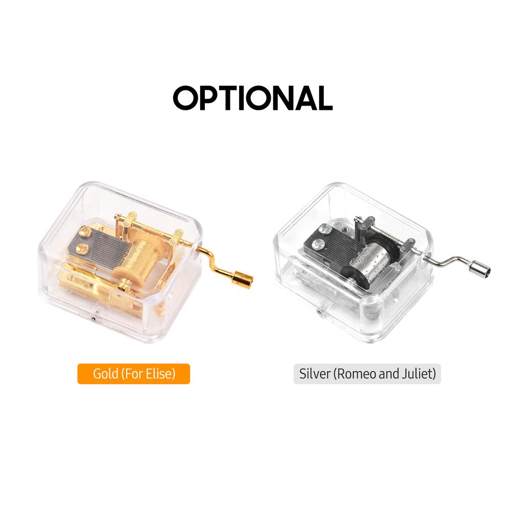 18 Notes Clear Acrylic Music Box Hand Crank DIY Mechanical Music Box Classic Musical Ornaments DIY Craft Gift for