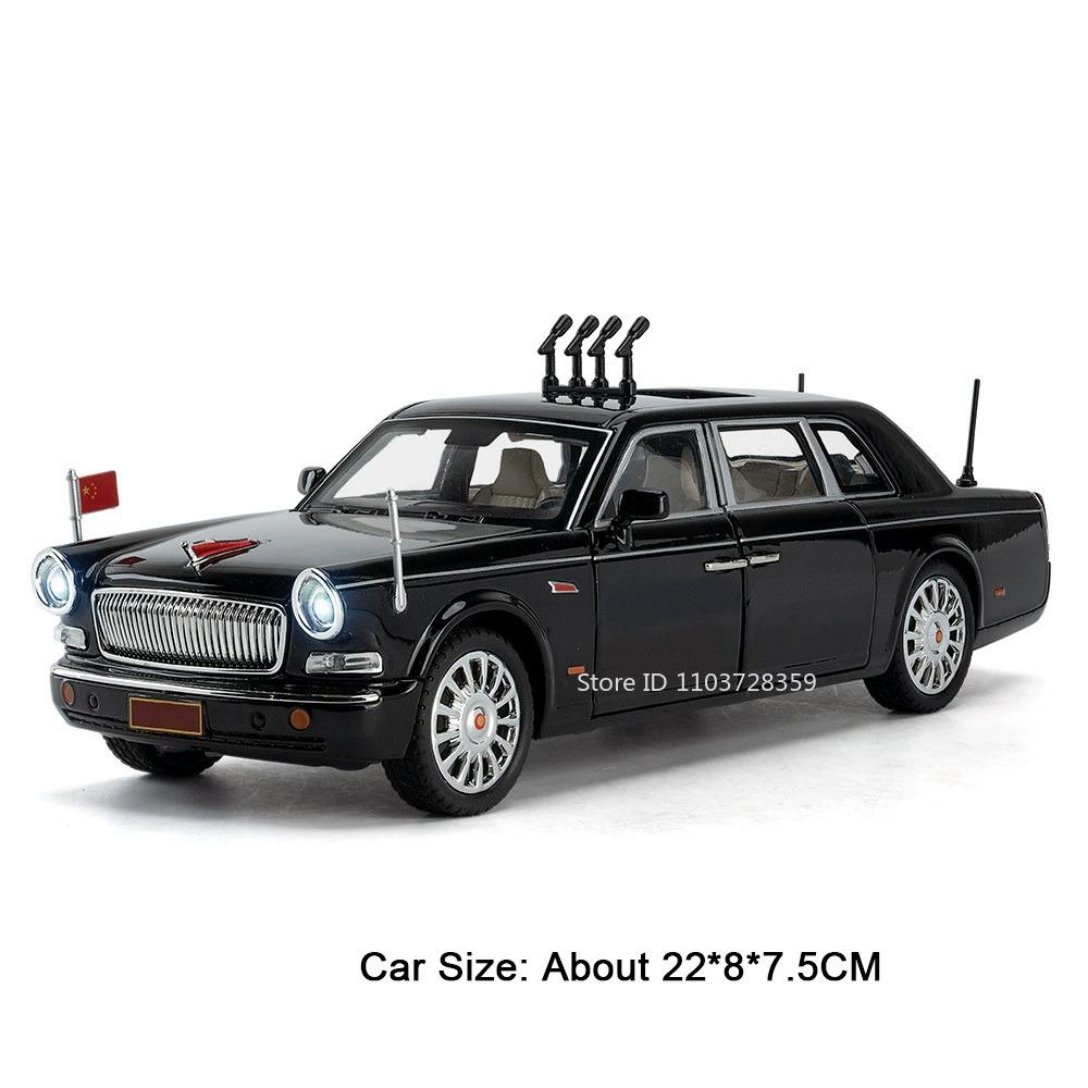 1:24 Scale HONGQI E-HS9 Toy Car Models Alloy Diecast 70TH Anniversary Vehicles Sound Light Doors Opened Pull Back for Kids Gifts