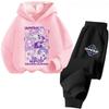 Gorący Film K-Pop Łowcy Demonów Polarowa Bluza z Kapturem Dziecięcy Zestaw Bluza z Kapturem Dziecięcy Strój Spodnie Casualowa Moda Chłopak Dziewczynka 2-częściowy Dres