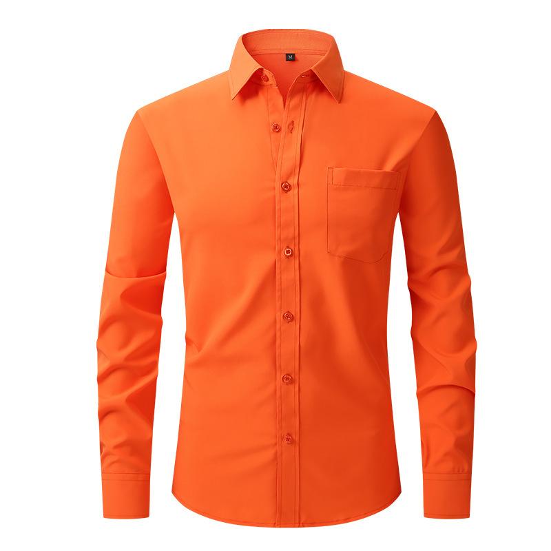 Camicia a maniche lunghe da uomo elastica su quattro lati antirughe tinta unita business casual carriera abbigliamento formale