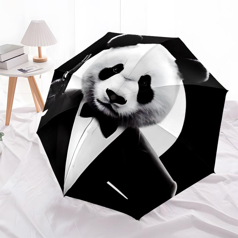 1pc Panda Print Folding Umbrella | Elegant Design, Fashionable Accessory, Durable Construction, Sturdy Ribs yy251107080