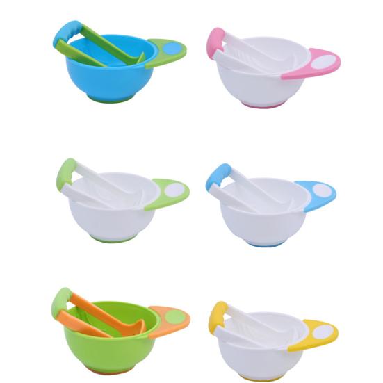 2Pcs/Set Manual Baby Food Fruit Masher Bowl Grinder Grinding Rod Feeding