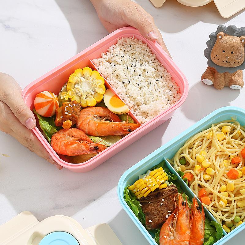 Buckle Macaron Value Lunch Box, Water Cup Dopamine Set, Microwave Oven Heating, Grid Sealing Bento Box