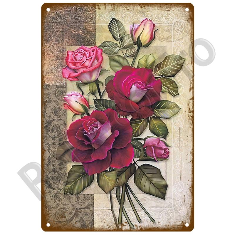 Garden Flower Rules Metal Sign Vintage Metal Plaque Plates Decor For Pub Bar Home Wall Decor Art Tin Signs Flower Poster Gift