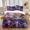 3pcs Cartoon K-Pop Demon Hunters Print Coreless Duvet Cover Set Multi Size Bedroom Dormitory Comfortable, Machine Washable