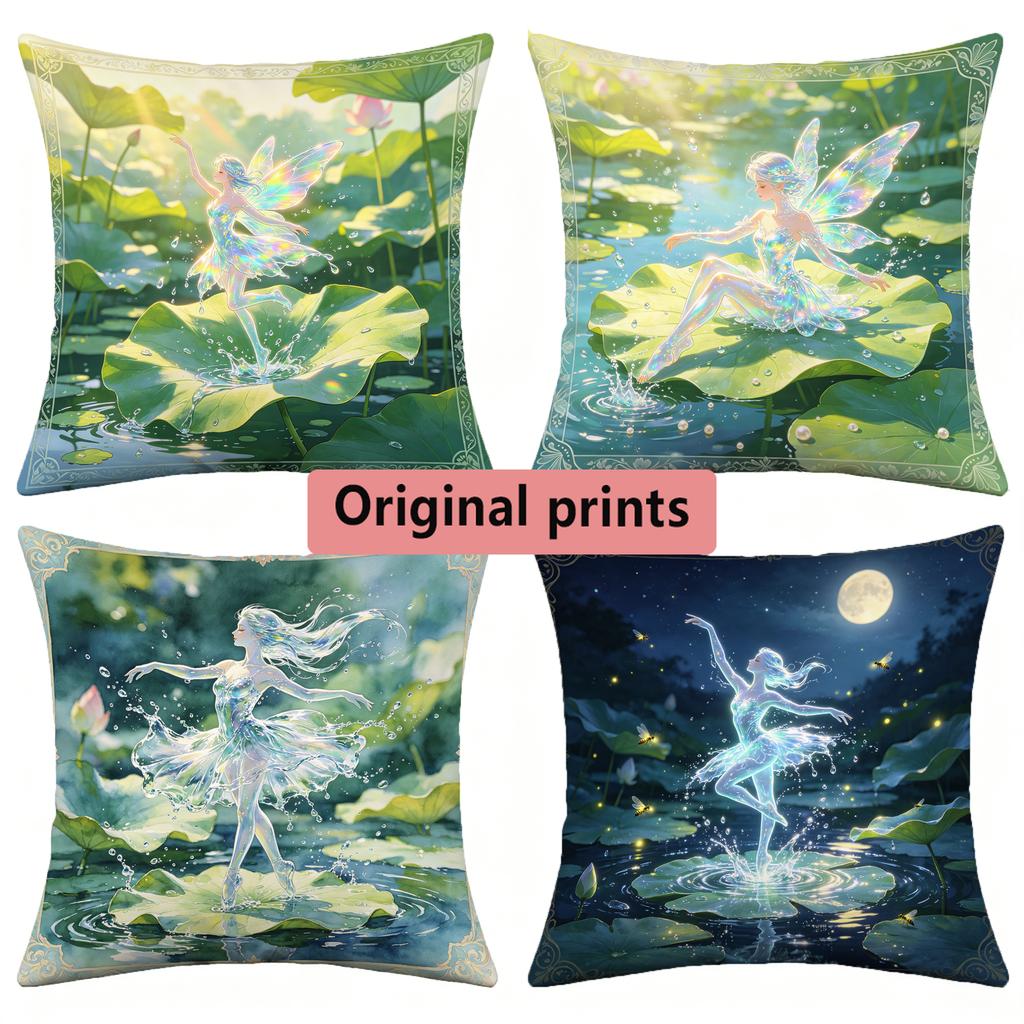 Enchanted Lake Fairy Dancing Throw Pillow Covers Pattern Cushion Cover Suitable For Sofa Bedroom Car Pillow Cover